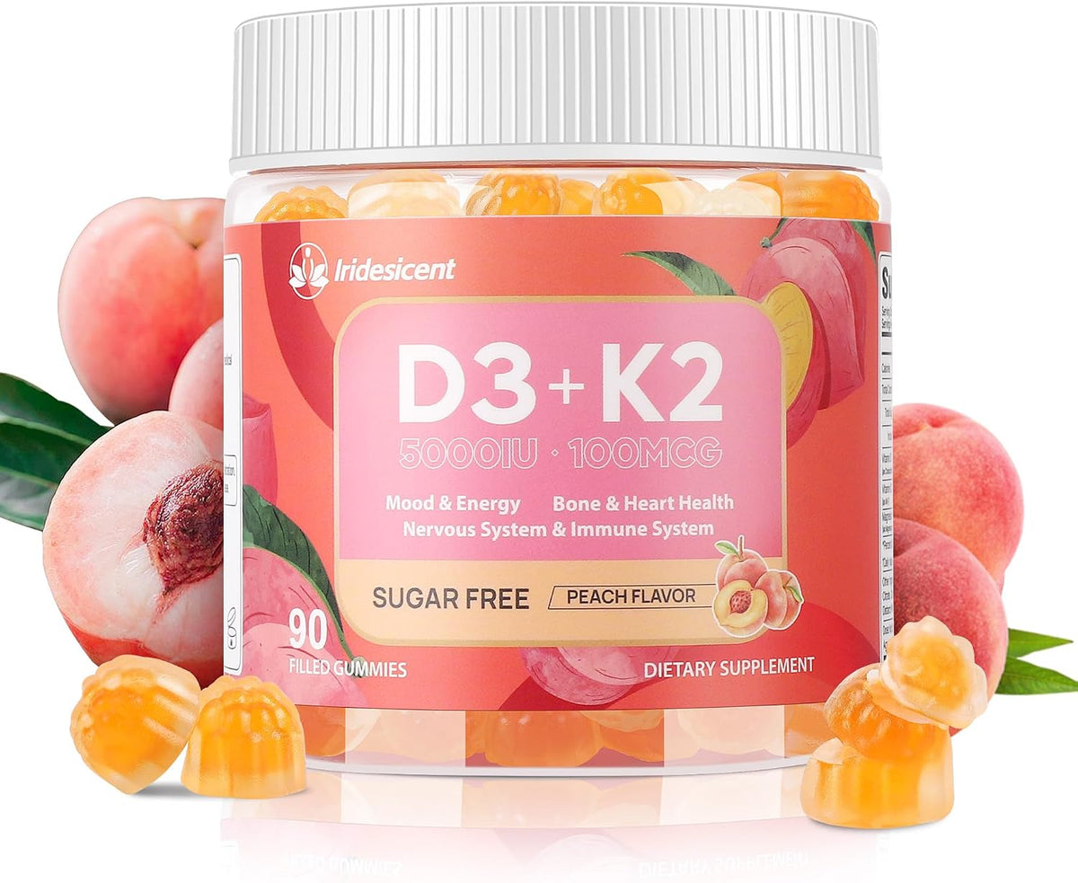 Vitamin D3 K2 Gummies - Sugar Free, Vegan, 5000 IU D3 + 100 mcg MK-7, Lychee Flavour, 90 Count - görsel 7