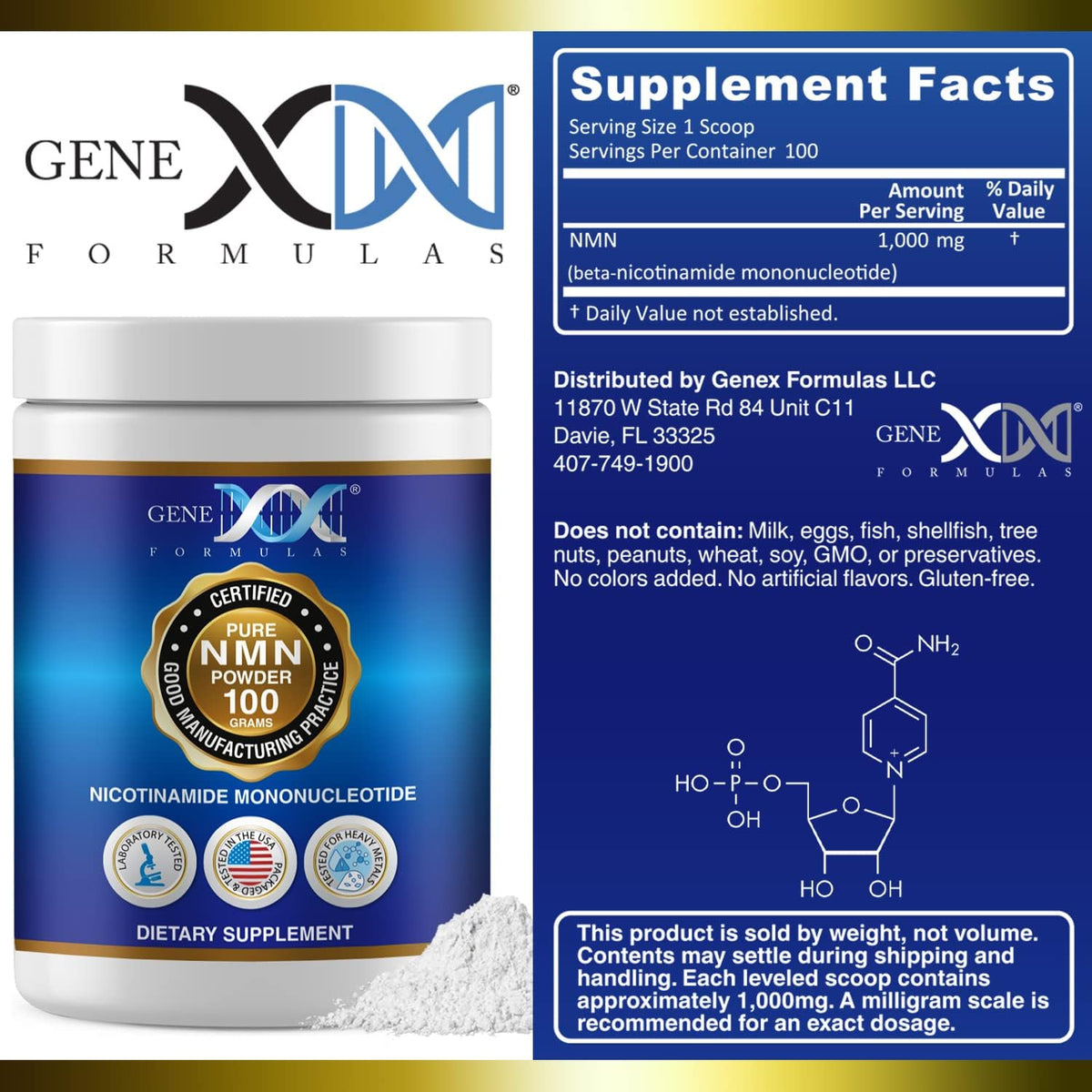 Genex Formulae Pure NMN Powder – 100g, Instant Dissolve, Non-Synthetic, PVP-Free - görsel 3