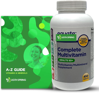 Equate Adults 50+ Complete Multivitamin and Multimineral Food Supplement Tablets, 450 Count