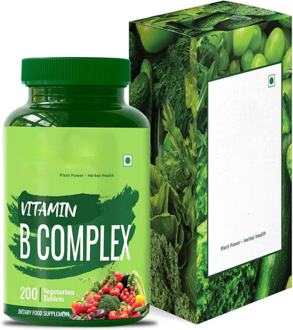 Vitamin B Complex 100% NRV - 200 Tablets - B Vitamin Supplement (B1, B2, B3, B5, B6, B7, B9, B12)