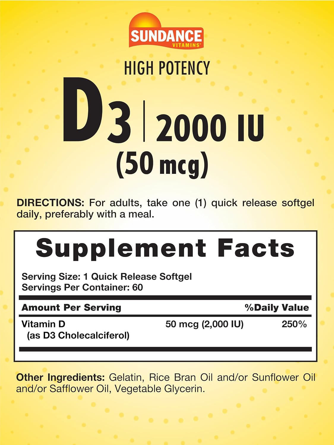 Sundance Vitamin D3 2000 IU – 60 Quick-Release Softgels, Non-GM & Gluten-Free Supplement - görsel 2