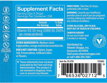 The Vitamin Shoppe Vitamin D3 Liquid 2000 IU Drops