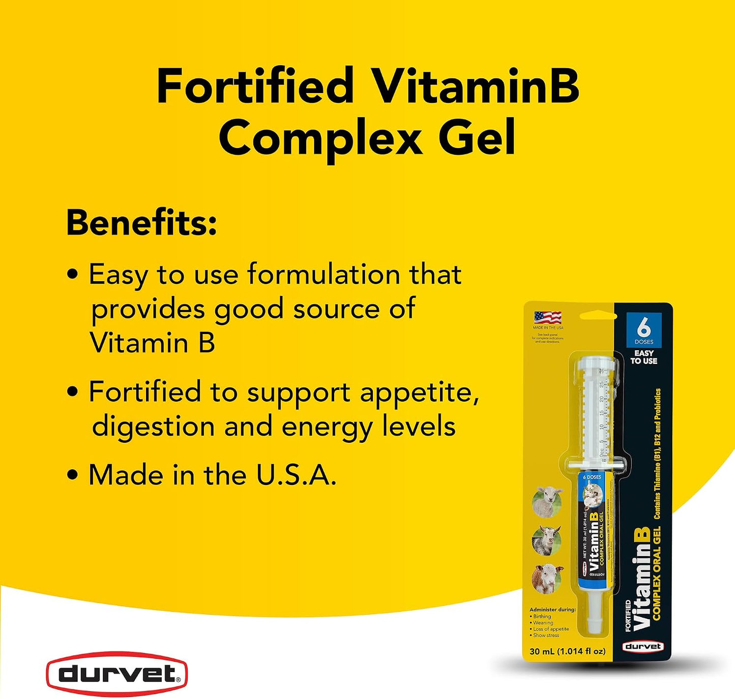 Durvet Vitamin B Complex 30ml for Goats, Sheep, and Calves - görsel 2