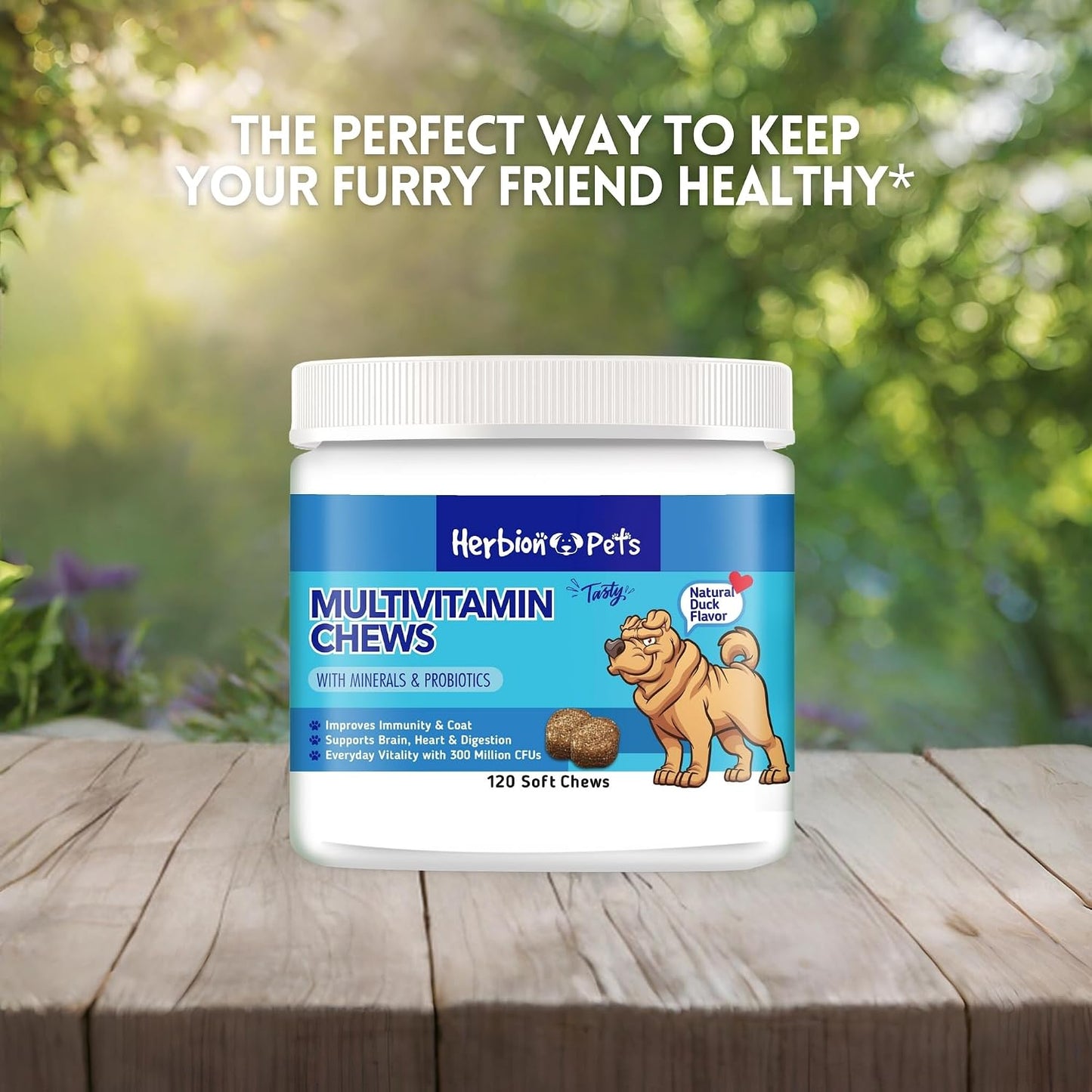 HERBION Pet Multivitamin Chews with Minerals & Probiotics - Natural Duck Flavour - görsel 5
