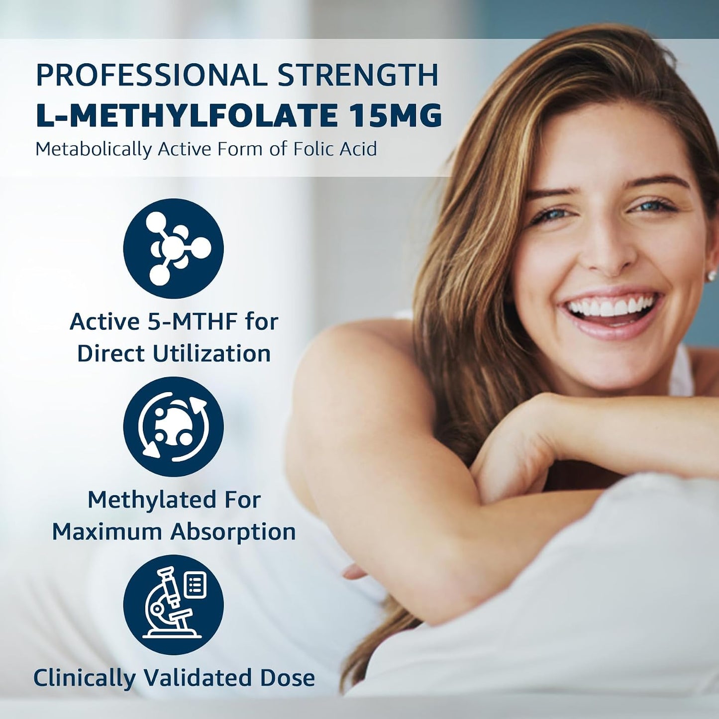 L-MethylFolate 15mg & Methyl B12 Gummies, Methylated B Complex - Active 5-MTHF, Vegan, 60 Count - görsel 3