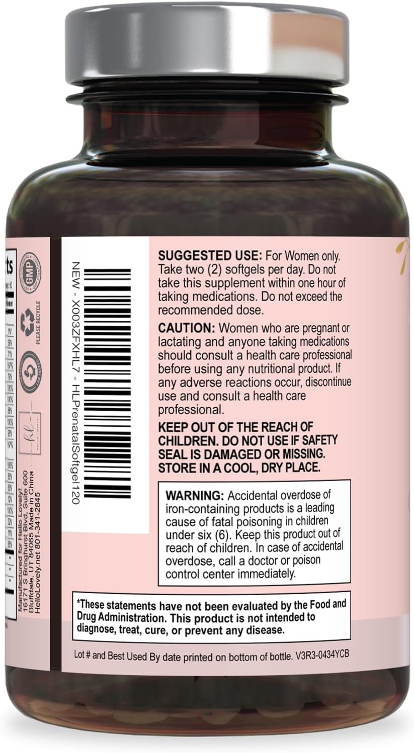 Prenatal Vitamins for Women with Folic Acid + Omega 3 DHA for Foetal Development Support – Daily Pregnancy Multivitamin – – Image 8