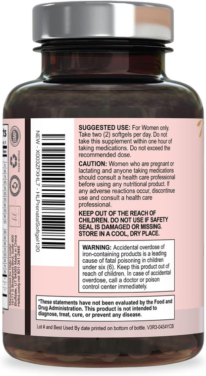Prenatal Vitamins for Women with Folic Acid + Omega 3 DHA for Foetal Development Support – Daily Pregnancy Multivitamin – – Image 8
