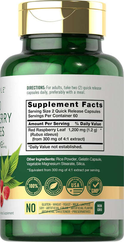 Carlyle Red Raspberry Leaf Capsules | 120 Count | Traditional Herbal Extract | Non-GMO and Gluten-free Formula