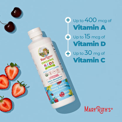 MARYRUTH'S Organic Kids Multivitamin Liposomal | Sugar Free Multivitamin for Kids | Immune Support | Bone Health | Cognitive Support | Overall Wellness | USDA Organic | Vegan | Non-GMO | 450 ml