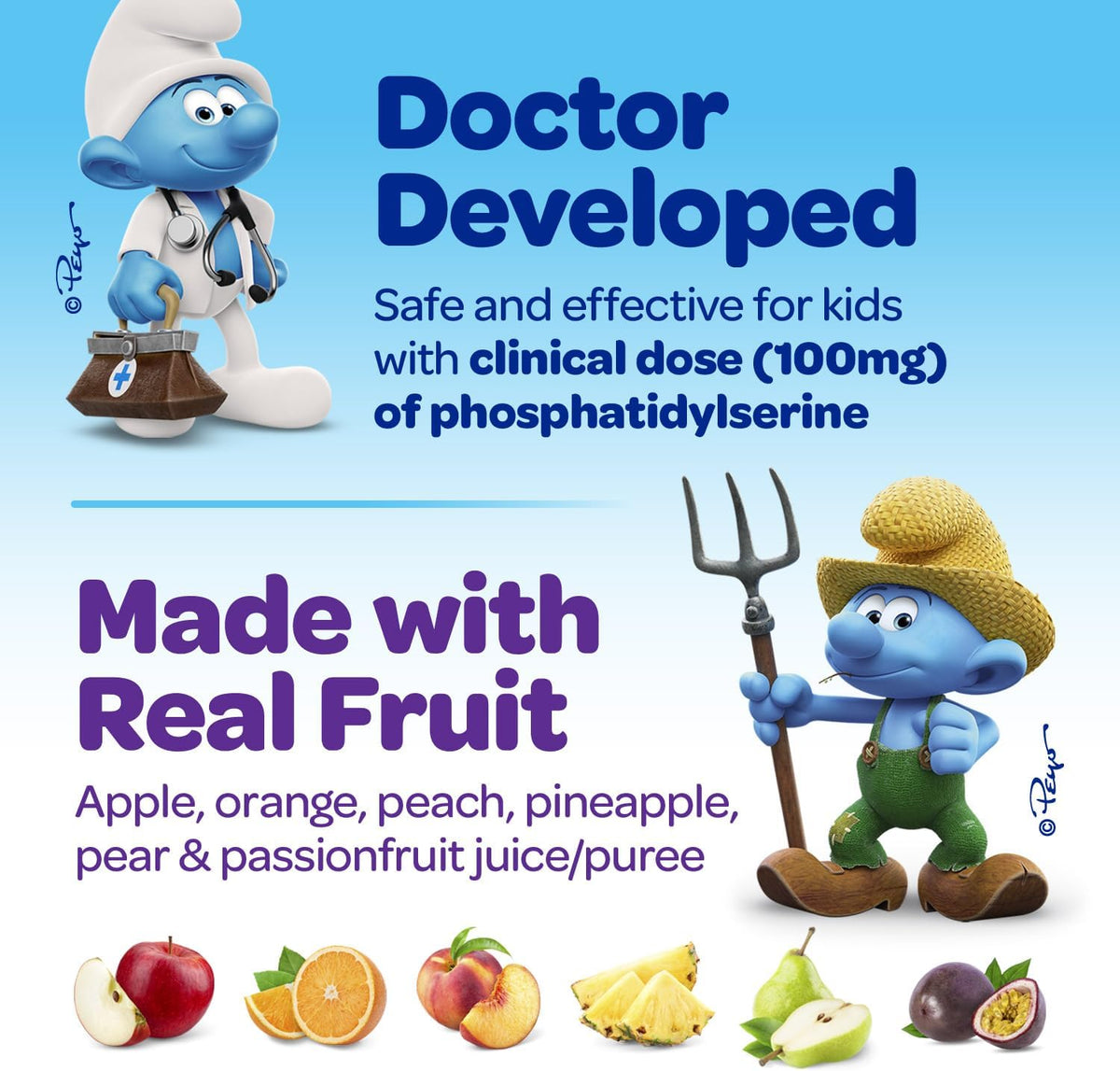 The Smurfs Nootropic Gummies for Kids - Focus & Memory Support with Vitamin B12 & Phosphatidylserine - 60 Vegan Gummies - görsel 5