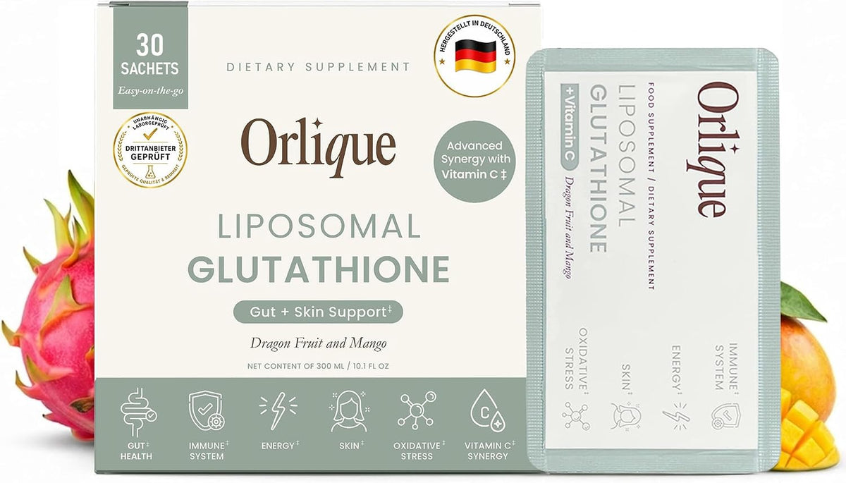 Orlique Liposomal Glutathione Supplement with Vitamin C, Mango Dragon Fruit, 30 Sachets - görsel 1