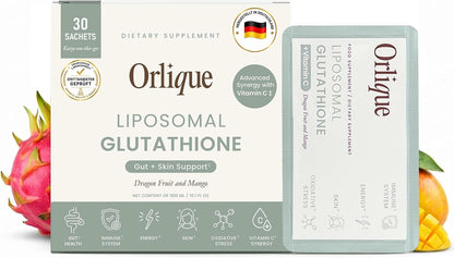 Orlique Liposomal Glutathione Supplement with Vitamin C, Mango Dragon Fruit, 30 Sachets