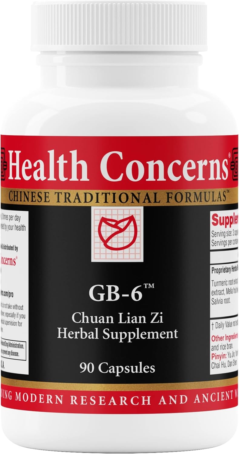 Health Concerns GB-6 – Gallbladder Support Supplement – Chuan Lian Zi Herbal Formula – 90 Capsules - görsel 1