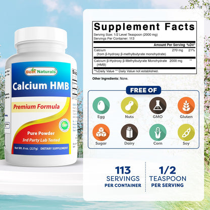 Best Naturals HMB (Beta-Hydroxy Beta-Methylbutyrate) Pure Powder 227g