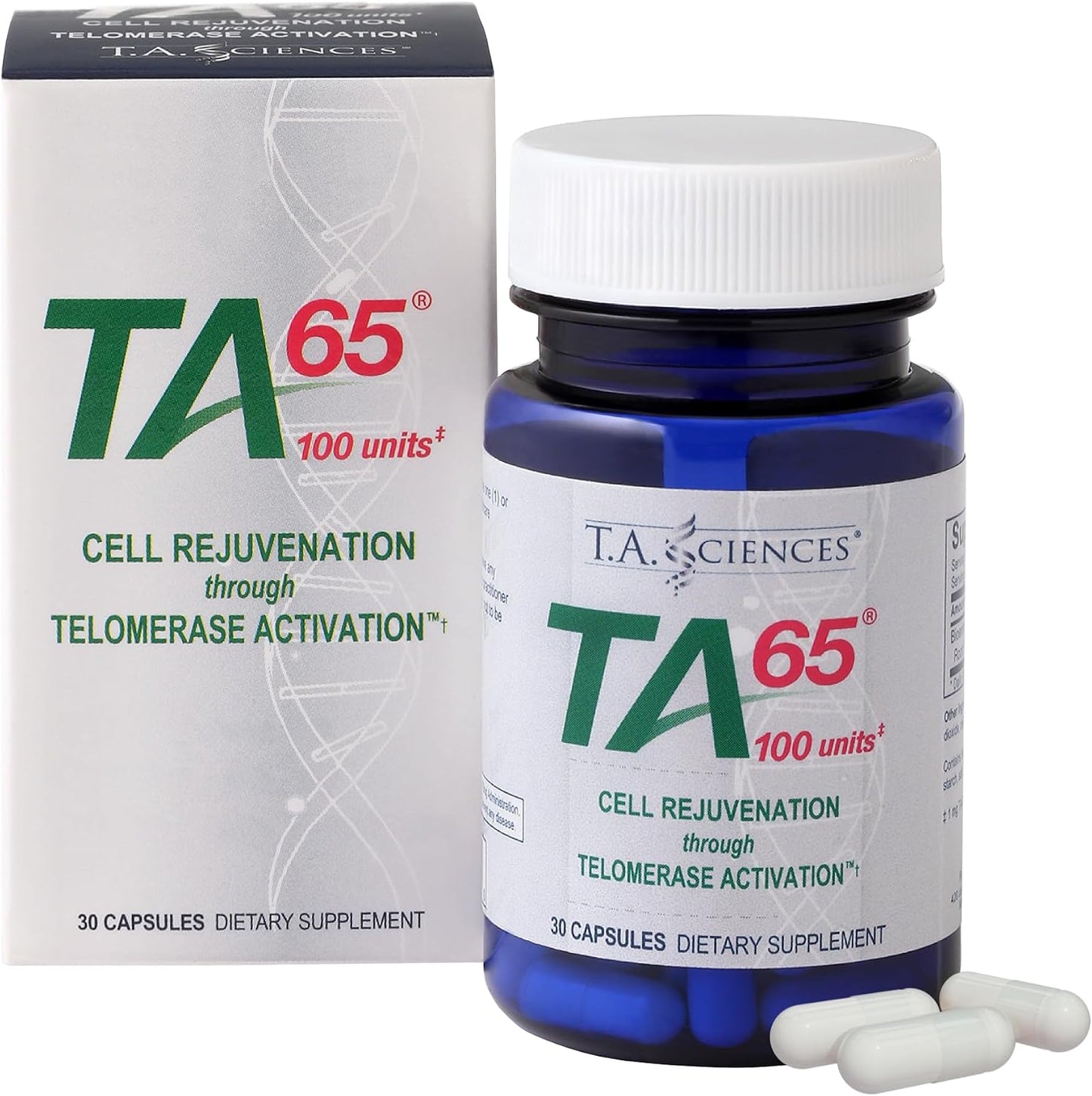 T.A. Sciences Telomerase Activation Supplement - 100 Units TA 65 MD, 30 Capsules - görsel 1