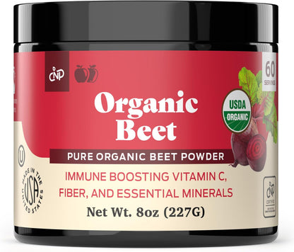 Pure Organic Beet Root Powder Supplement - 227 g (8 oz, 60 Servings) Bulk Raw Concentrate