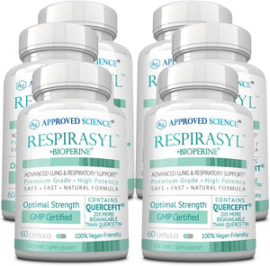 Approved Science® Respirasyl – Lung and Respiratory Support with Quercefit®, Vitamins A, C, D, BioPerine® – 6 Month Supply – Image 1
