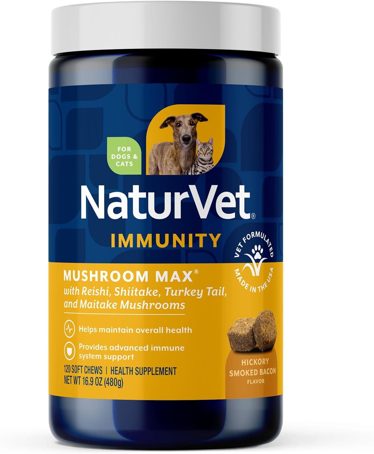NaturVet Mushroom Max Advanced Immune Support Dog Supplement, 120 Chewable Tablets - görsel 1