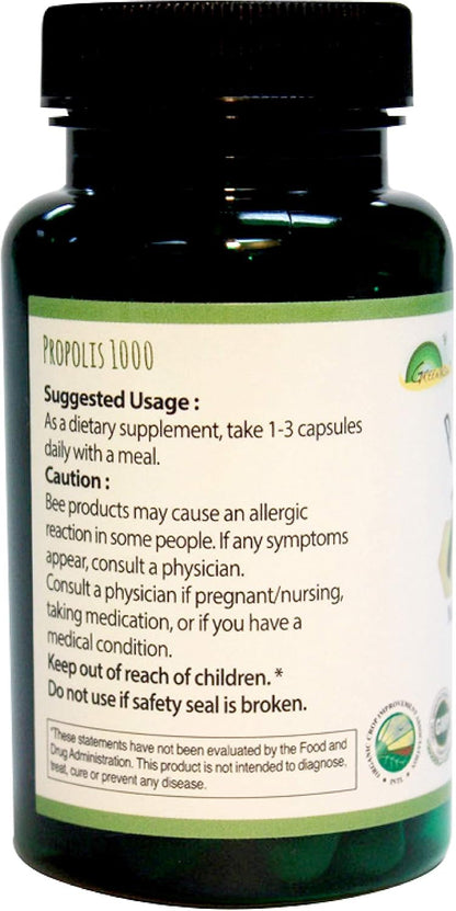 GREENBOW Propolis 1000mg – Non-GMO Organic Propolis, 60 Vegan Capsules