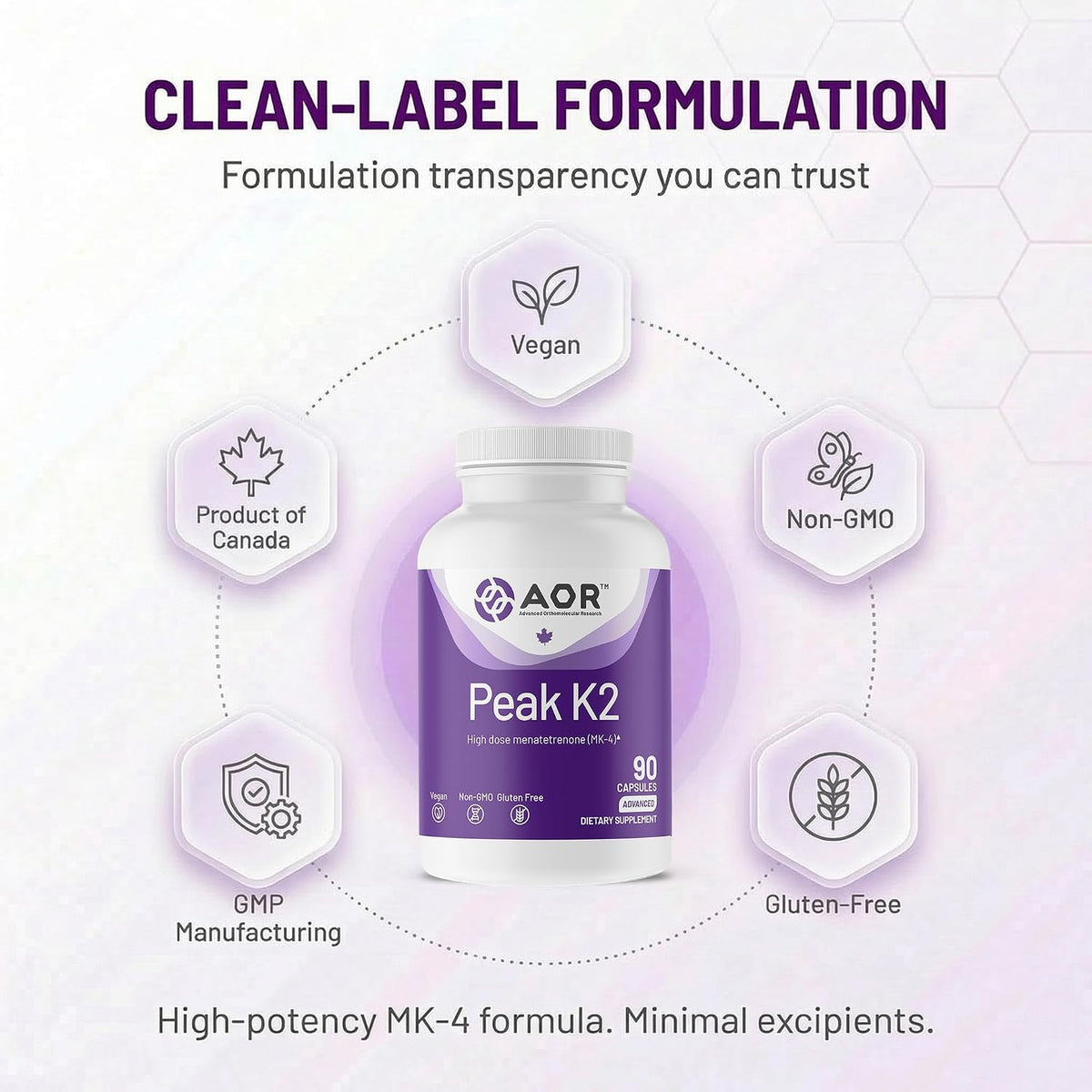 AOR Peak K2 Vitamin K2 MK-4, 90 Vegan Capsules – Essential for Bone Structure - görsel 5