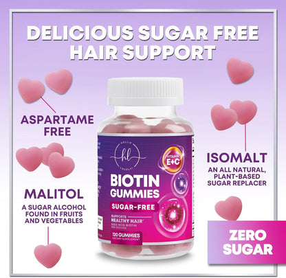 Hello Lovely! Hair Vitamins Gummies with Biotin 5000 mcg - Hair, Skin and Nails Support - 120 Gummies
