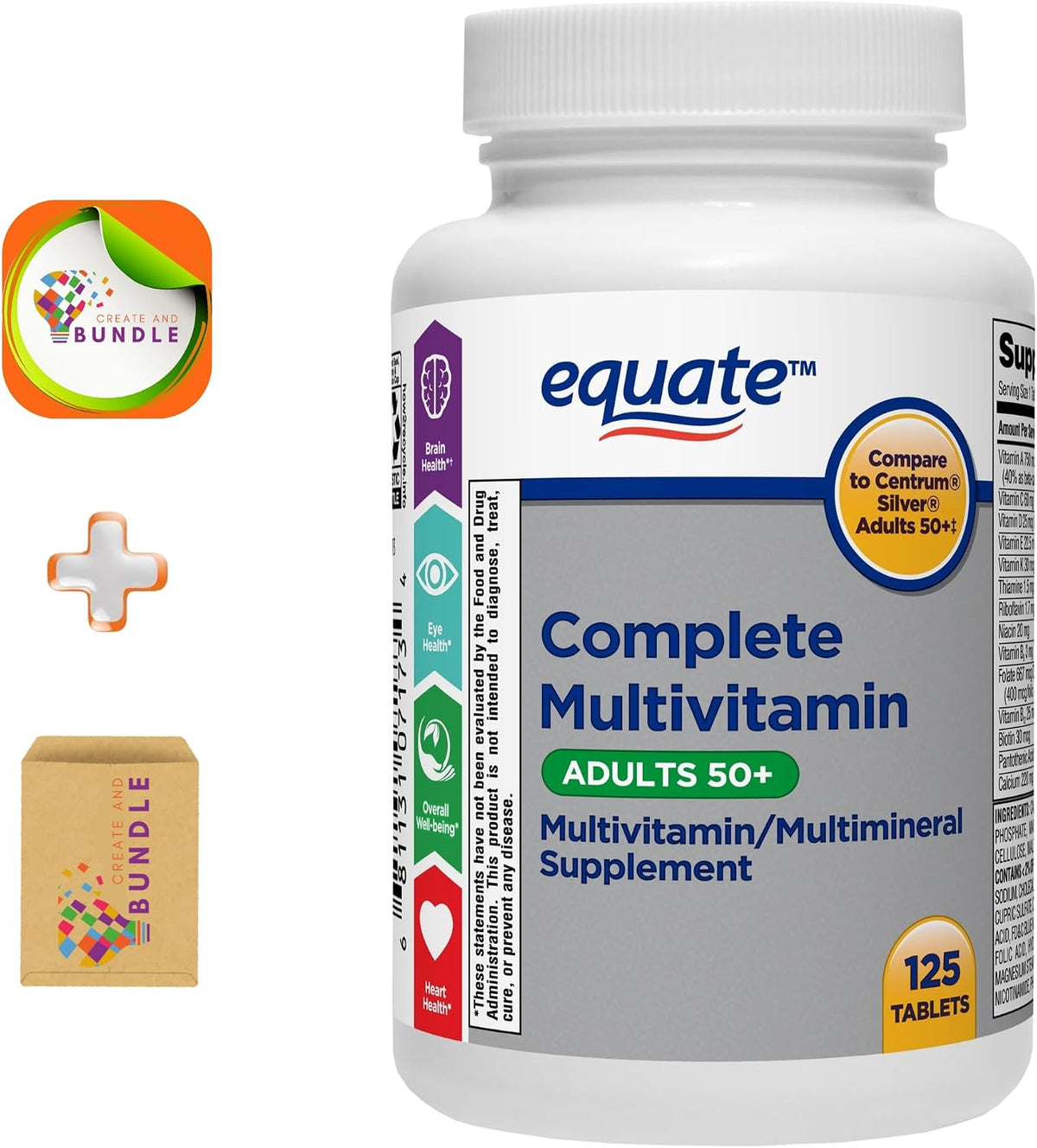 Equate Adult 50+ One Daily Complete Multivitamin, 125 Tablets - görsel 1