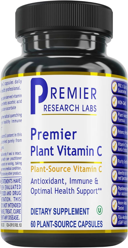 Premier Research Labs Essential C Complex - Whole Food Vitamin C with Bioflavonoids & Rose Hips - 60 Vegetarian Capsules