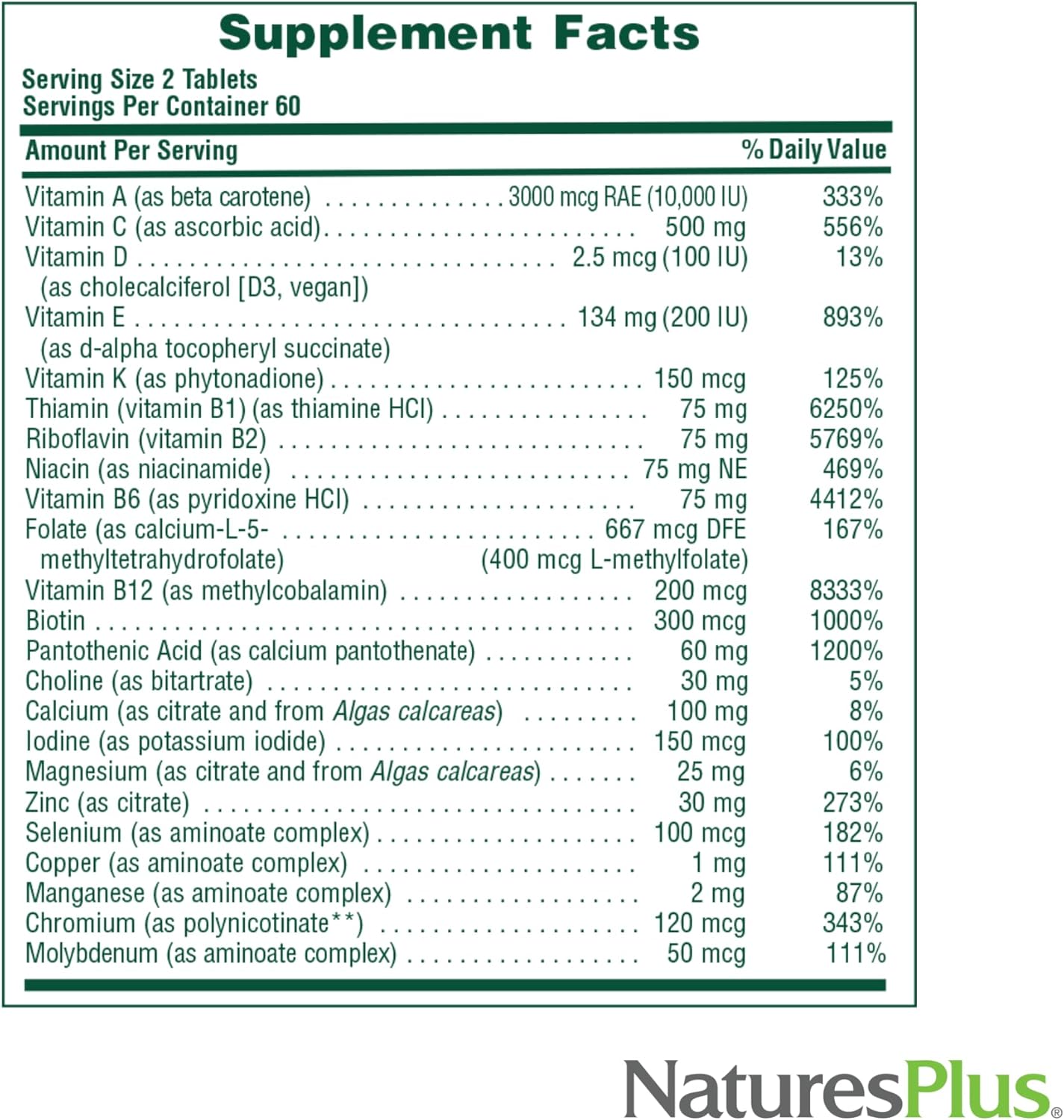 NaturesPlus Source of Life Men Multivitamin – Iron-Free – 60 Tablets - görsel 5