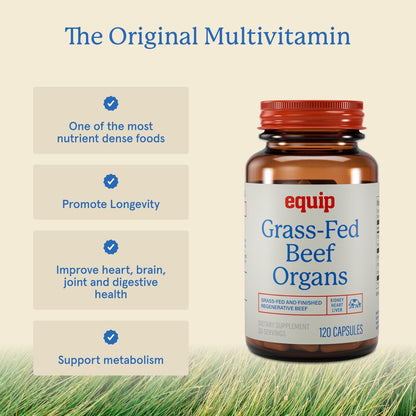 Equip Grass-Fed Beef Organs - Regenerative Freeze-Dried Liver, Kidney & Heart Capsules