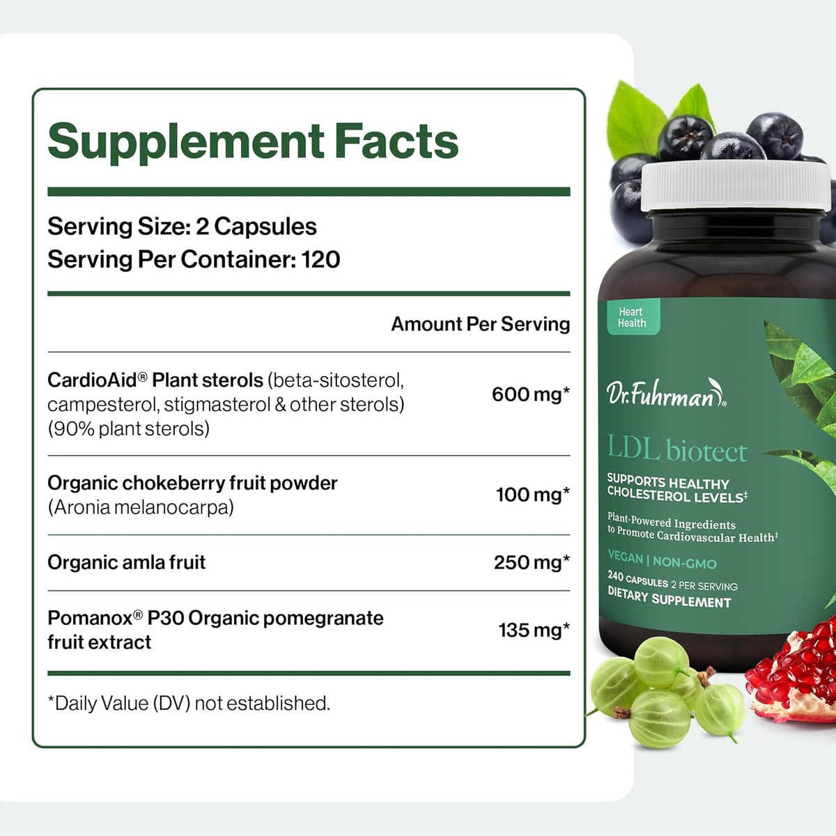 Dr. Fuhrman's LDL Biotect Cholesterol Lowering Supplement with Plant Sterols and Organic Extracts - 240 Capsules - görsel 6