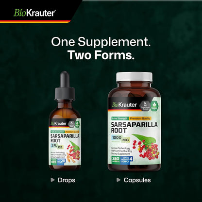 BIO KRAUTER Sarsaparilla Root Extract for Liver Support & Detoxification – Natural Tincture, 60 ml