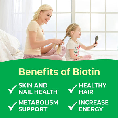 VitaWorks Kids Biotin 5000mcg Chewable Tablets | Tasty Biotin Supplement | Vegan, Non GMO | Hair, Skin and Nail Support | Hair Vitamins for Kids | 120 Chewables