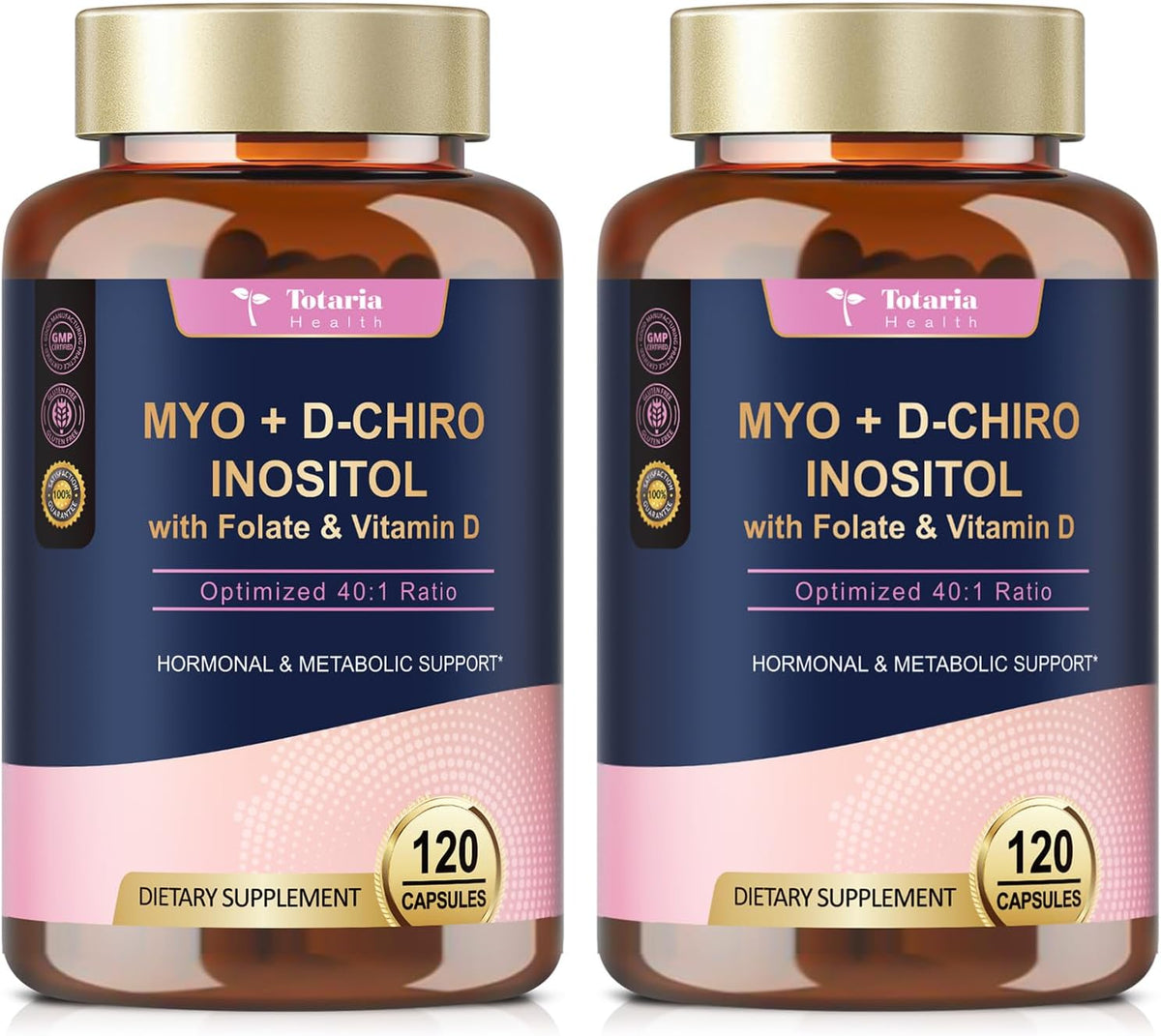Totaria Inositol Food Supplement for Women with Vitamin D3 and Folate - 40:1 Ratio Myo-Inositol and D-Chiro Inositol Complex - Vitamin B8 Capsules (Pack of 2) - görsel 1