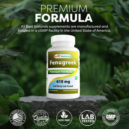 Best Naturals Fenugreek Seed 610 mg 180 Capsules