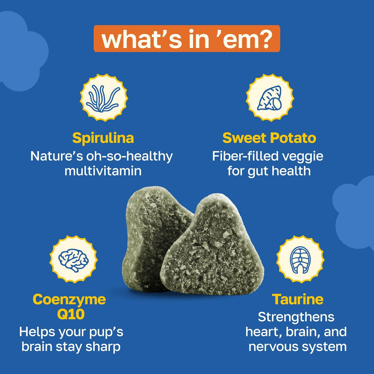 Happy Paws Cognitive Taurine Supplement for Dogs - Soft Chews with Spirulina, CoQ10 & B Vitamins - görsel 3