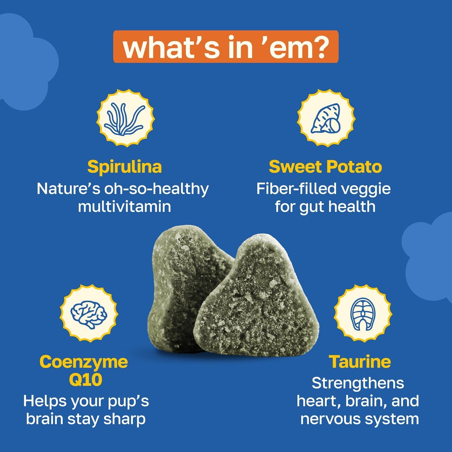Happy Paws Cognitive Taurine Supplement for Dogs – Brain Health Soft Chews with Spirulina, CoQ10 & B Vitamins - görsel 3