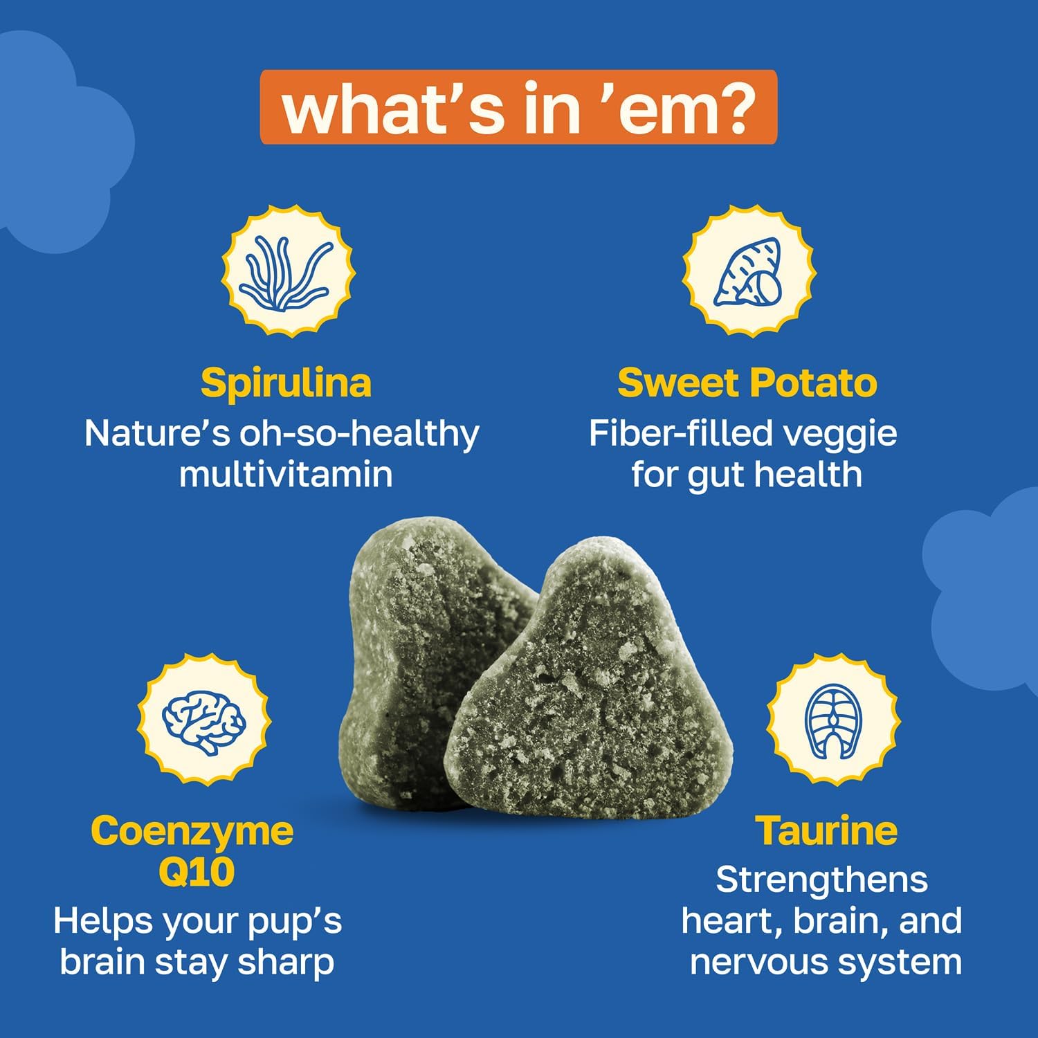Happy Paws Cognitive Taurine Supplement for Dogs – Brain Health Soft Chews with Spirulina, CoQ10 & B Vitamins - görsel 3