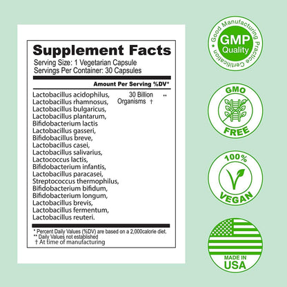 ASULABS® Advanced Probiotic Formula with 18 Clinically Selected Strains for Digestive Comfort – 30 Vegetarian Capsules