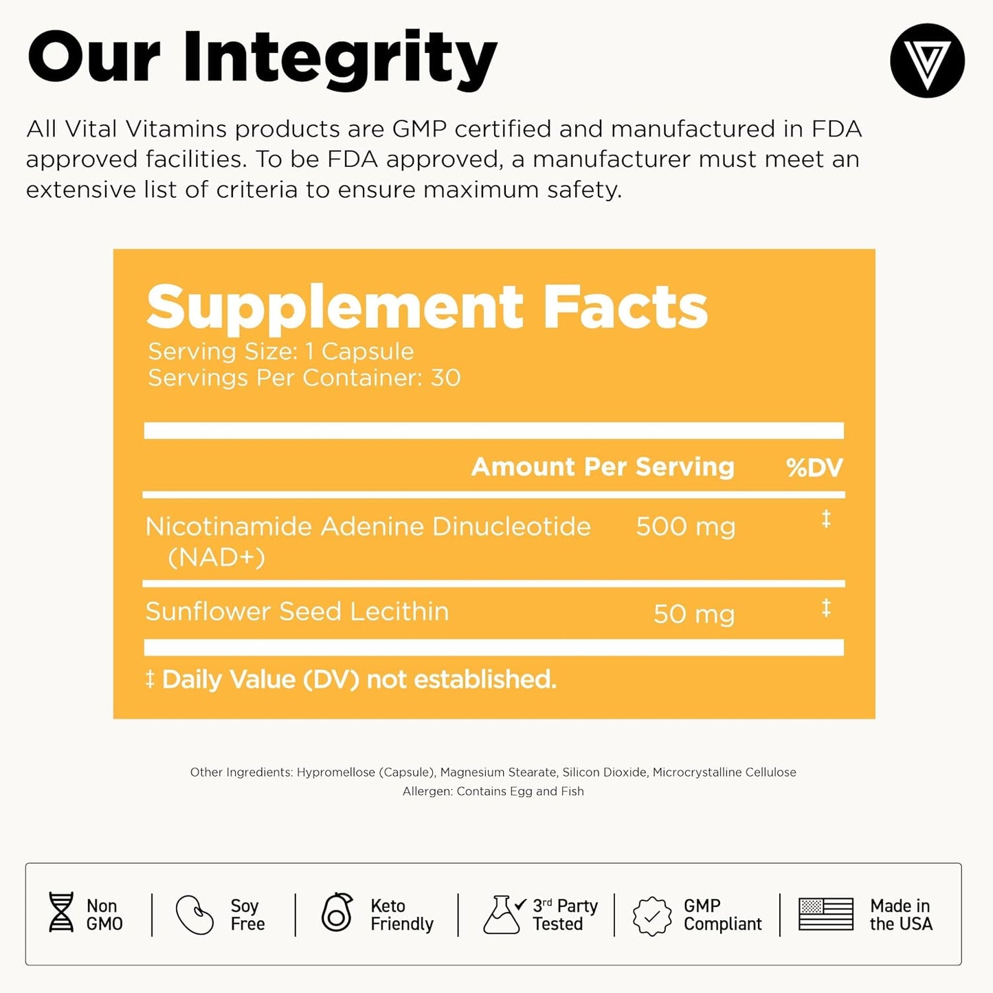 Vital Vitamins NAD+ Supplement - 500mg Liposomal NAD+ for Cellular Energy & Healthy Ageing - 30-Day Supply - görsel 6