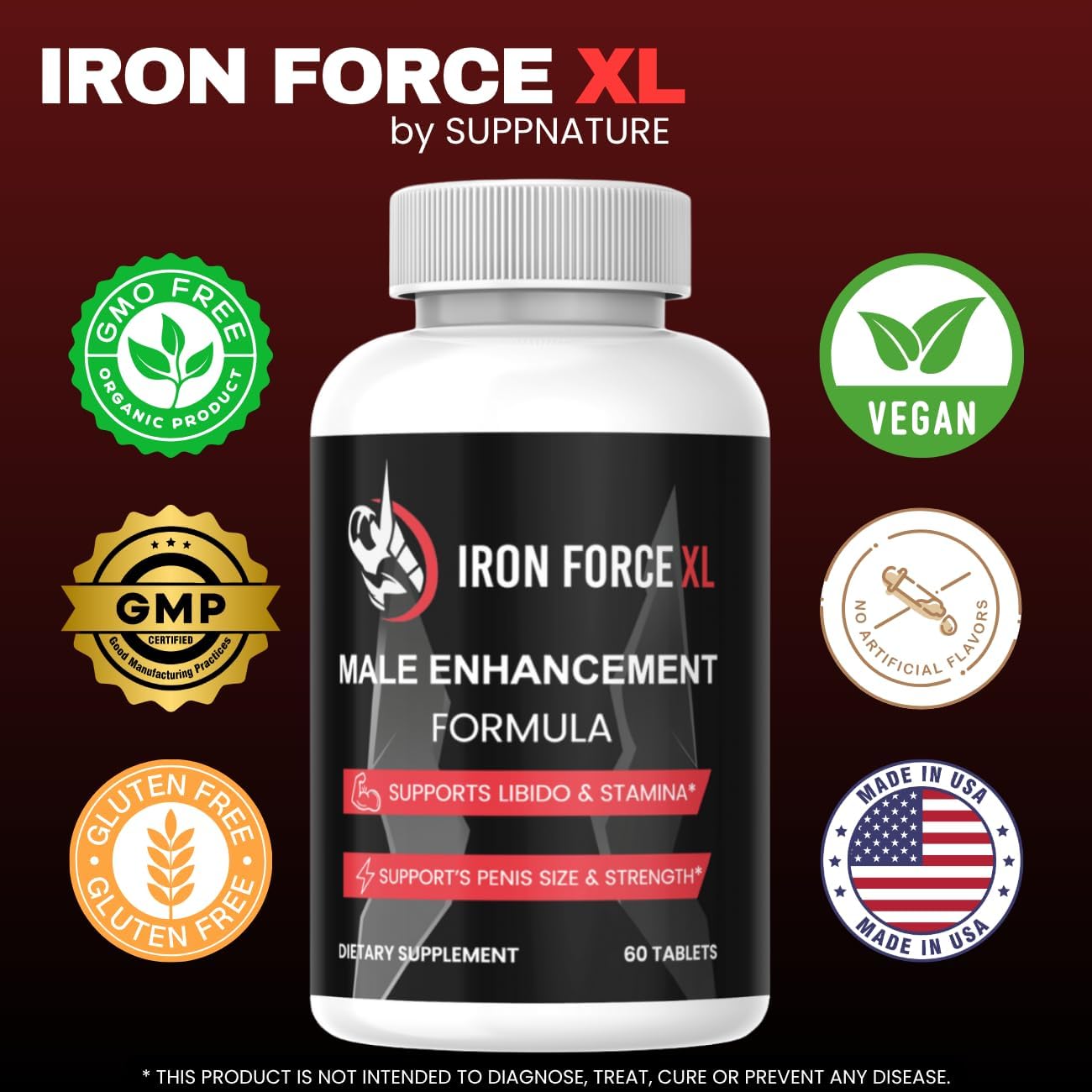 Iron Force XL Capsules for Men - Male Support Food Supplement, 60 Count - görsel 7