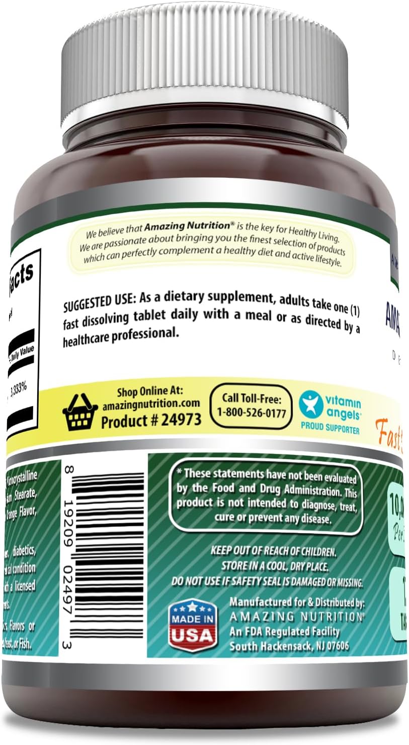 Amazing Formulae Biotin 10,000 mcg Fast-dissolve Tablets - Citrus, 120 Count - görsel 3