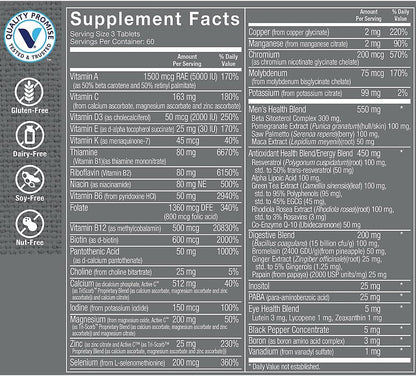 The Vitamin Shoppe Ultimate Man Multivitamin - Daily Men's Multivitamin with Key Vitamins & Minerals, Supports Energy and Overall Wellness, Gluten-free, Soya & Dairy-free, 180 Tablets