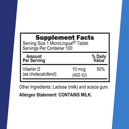 Superior Source Vitamin D3 400 IU – Sublingual Tablets, 100 Tablets