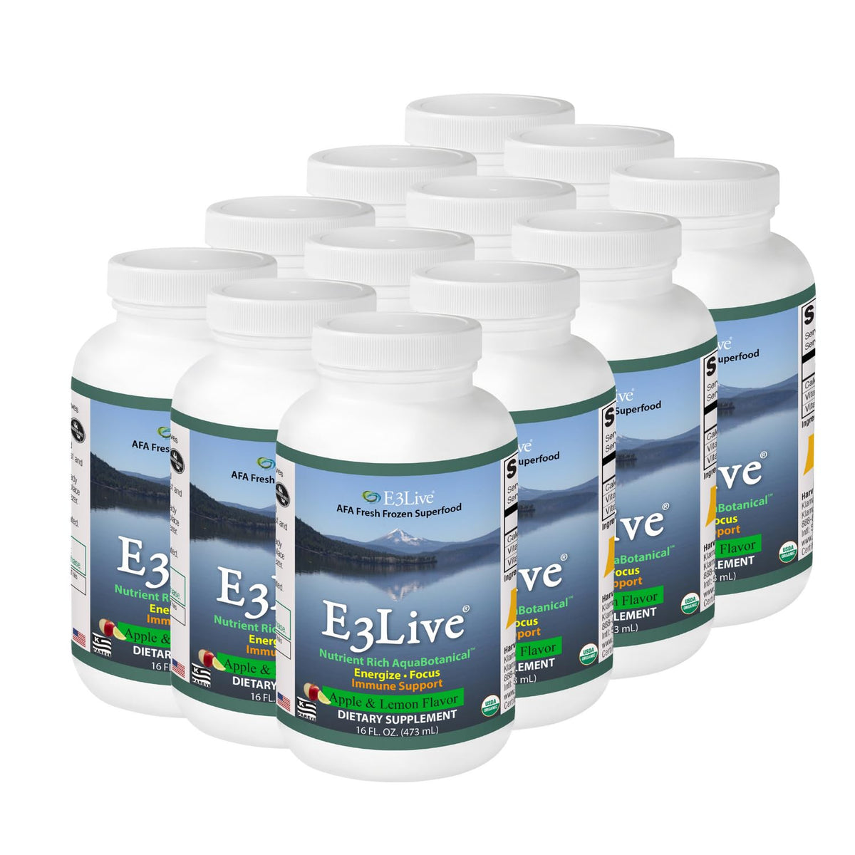E3Live - Organic Superfood with Apple & Lemon - 16 oz 12 Pack - görsel 1