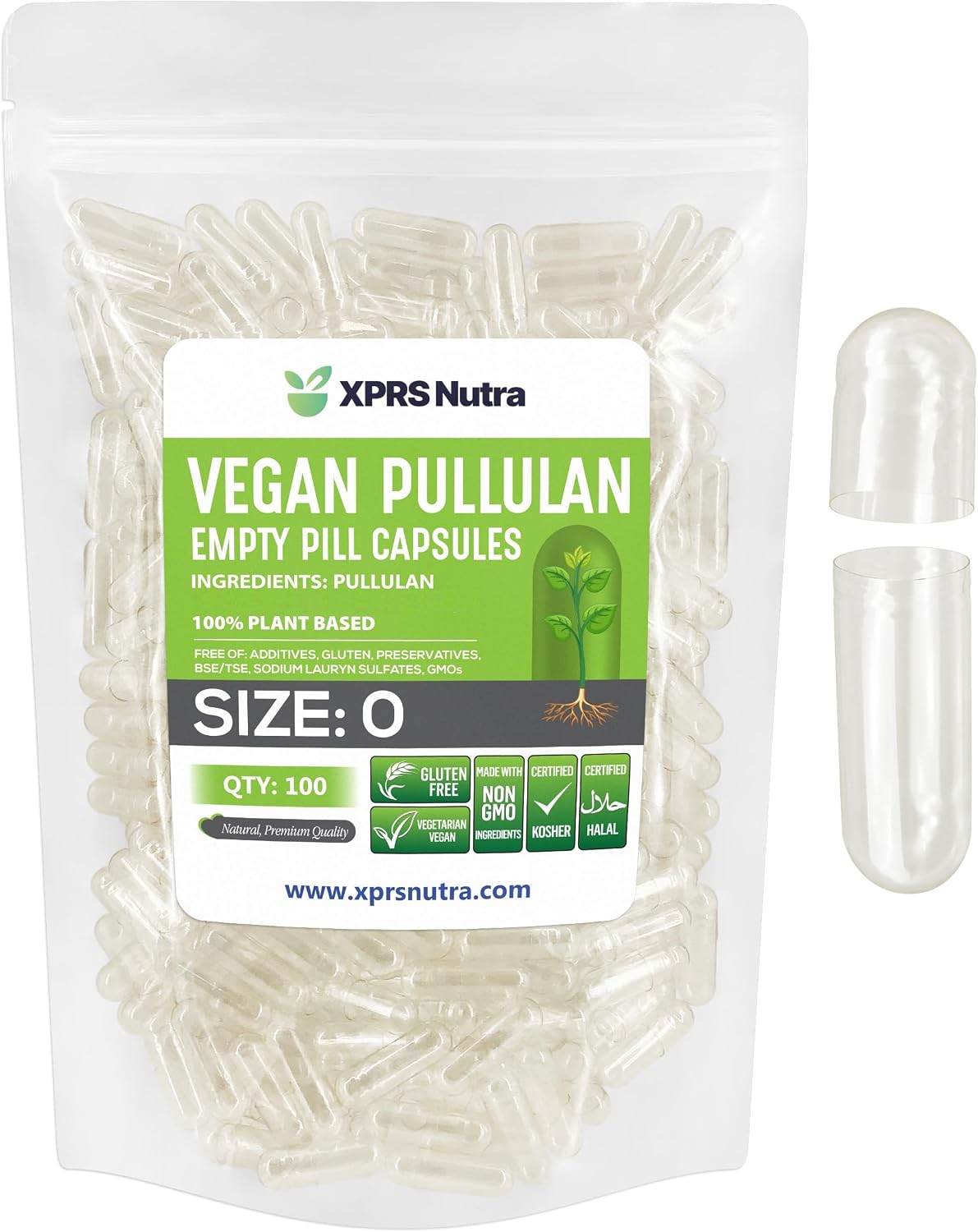 XPRS Nutra Size 0 HPMC Empty Capsules – 100 Count - görsel 1