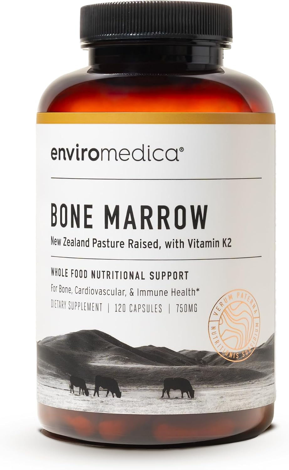 Enviromedica Bone Marrow Supplement – Grass-Fed New Zealand Beef Bone Marrow, MCHA, Bovine Cartilage, Collagen, Freeze-Dried, Vitamin K2 MK7, 120 Capsules - görsel 1