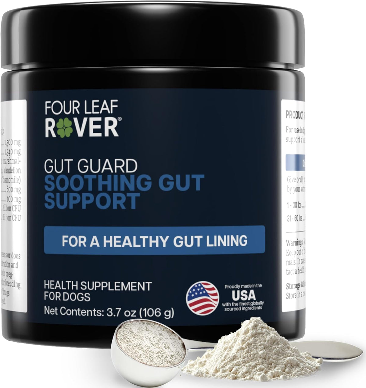 Four Leaf Rover Gut Guard - Dog Probiotics, Prebiotics and Organic Herbs for Gut Health and Immune Support - 30 Day Large Dog Supply - görsel 1