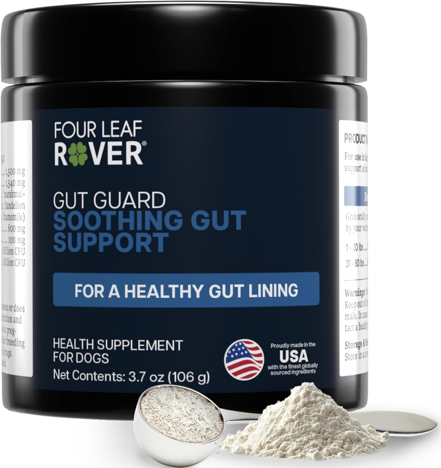 Four Leaf Rover Gut Guard - Dog Probiotics, Prebiotics and Organic Herbs for Gut Health and Immune Support - 30 Day Large Dog Supply - görsel 1