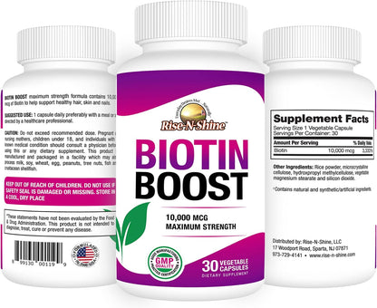 Rise-N-Shine Biotin Boost 10,000 mcg - 30 Capsules