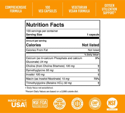 Apricot Power Super B-15 Non-Toxic Pangamic Acid - Supports Oxygen Levels & Energy - 100 Vegan Capsules